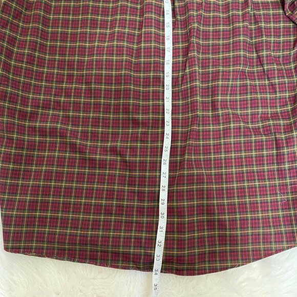 LL. Bean Shirt Men's XL Tall Red/Burgundy Plaid Long Sleeve Wrinkle Resistant Co - Picture 5 of 8